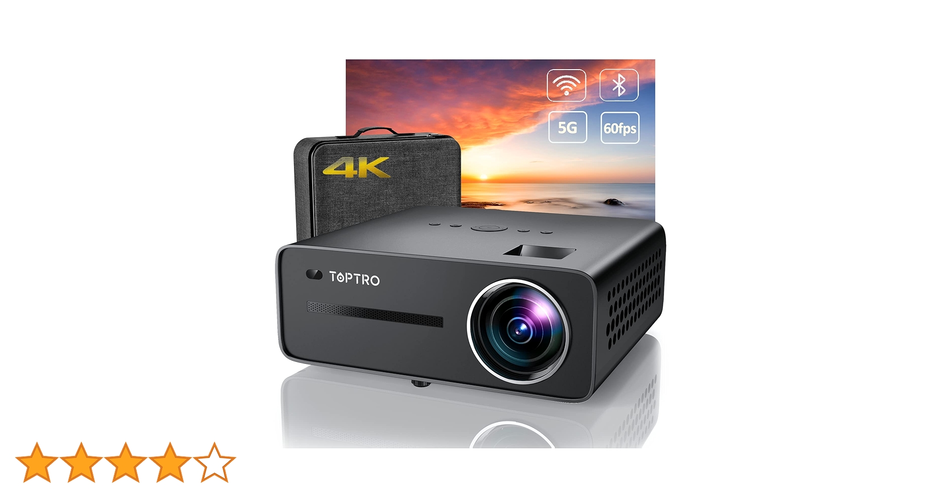 TOPTRO X5 5G WiFi Bluetooth Projector, 9000 Lumens 4K